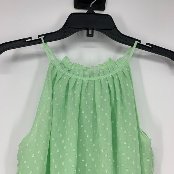 New York & Company Top Green Swiss Dot Sleeveless Halter Tank NWT - Picture 2 of 11